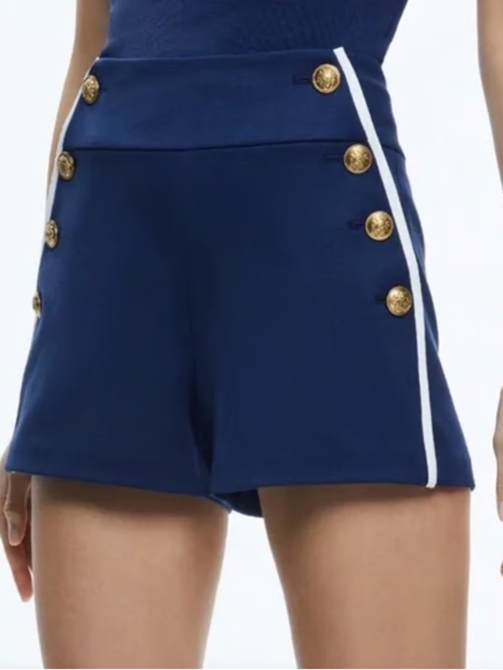 Alice & Olivia Sailor Narin High Rise Button Front Shorts size 8 chic nautical